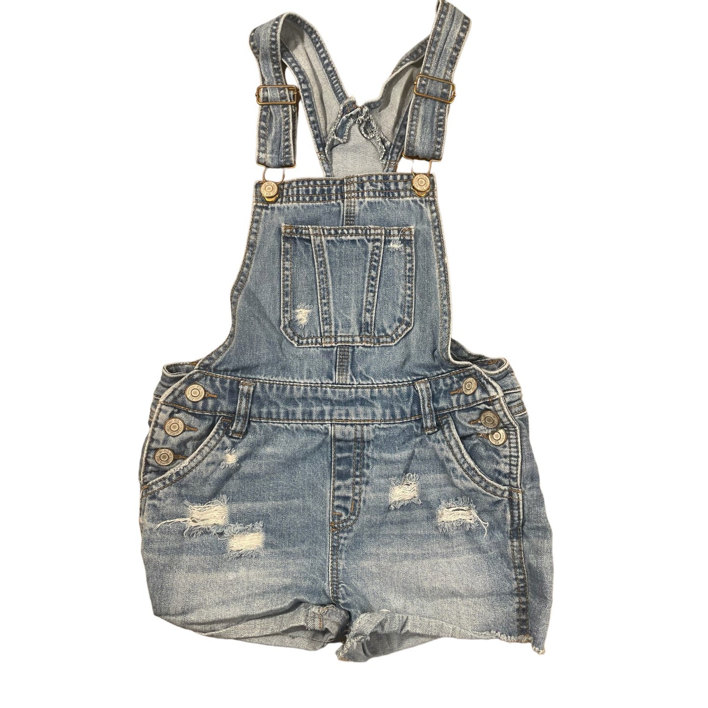 RSQ Girls Denim Overalls Light Wash Distressed