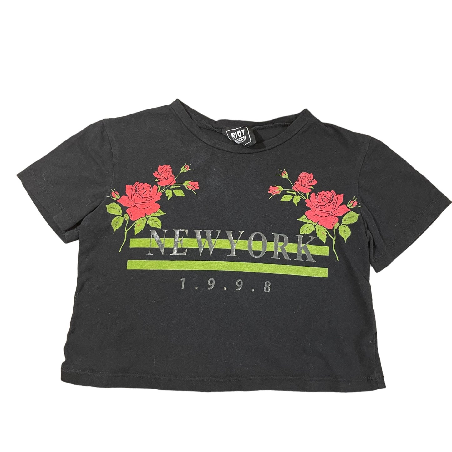 Riot Queen Black Crop Top XS Juniors "New York"