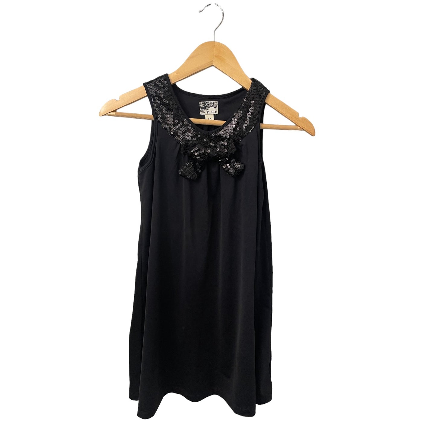 Children's Place Girls Black Sequin Holiday Dress Size 10