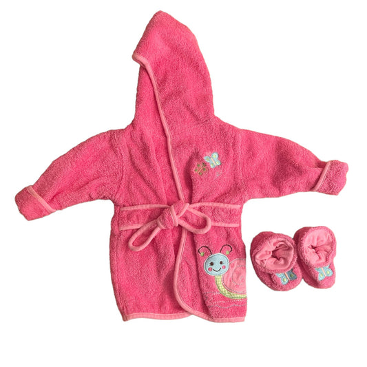 Babies R' Us Girls Baby Bath Robe and Slippers 0-9 months