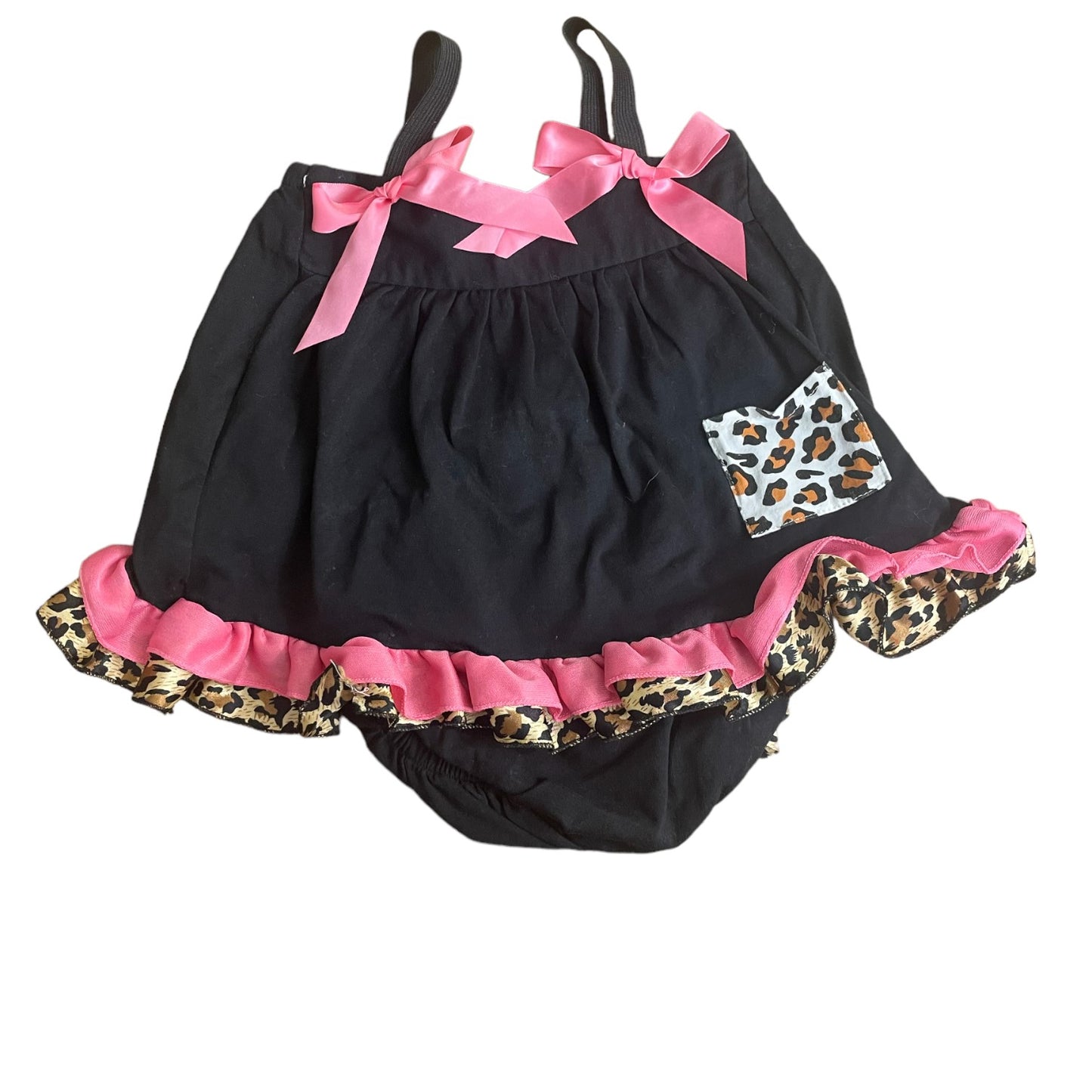 Infant Girls Leopard dress and Ruffle Bottoms Size 9 months