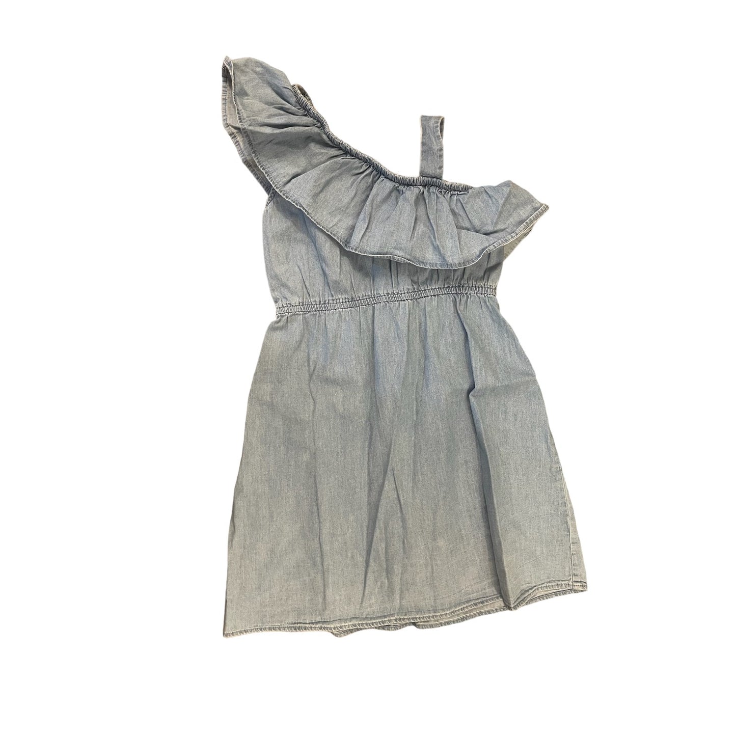Justice Girls Denim Ruffle One Shoulder Dress Size 8