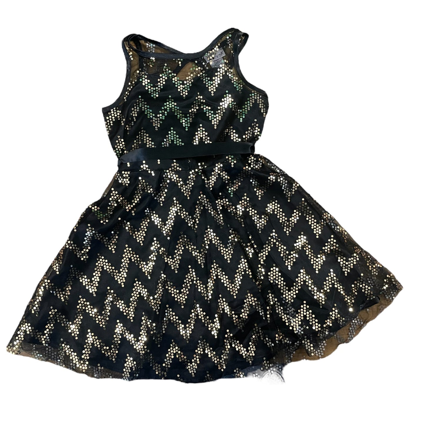 Emily West Girls Holiday Black and Gold Dress Size S (6-7)