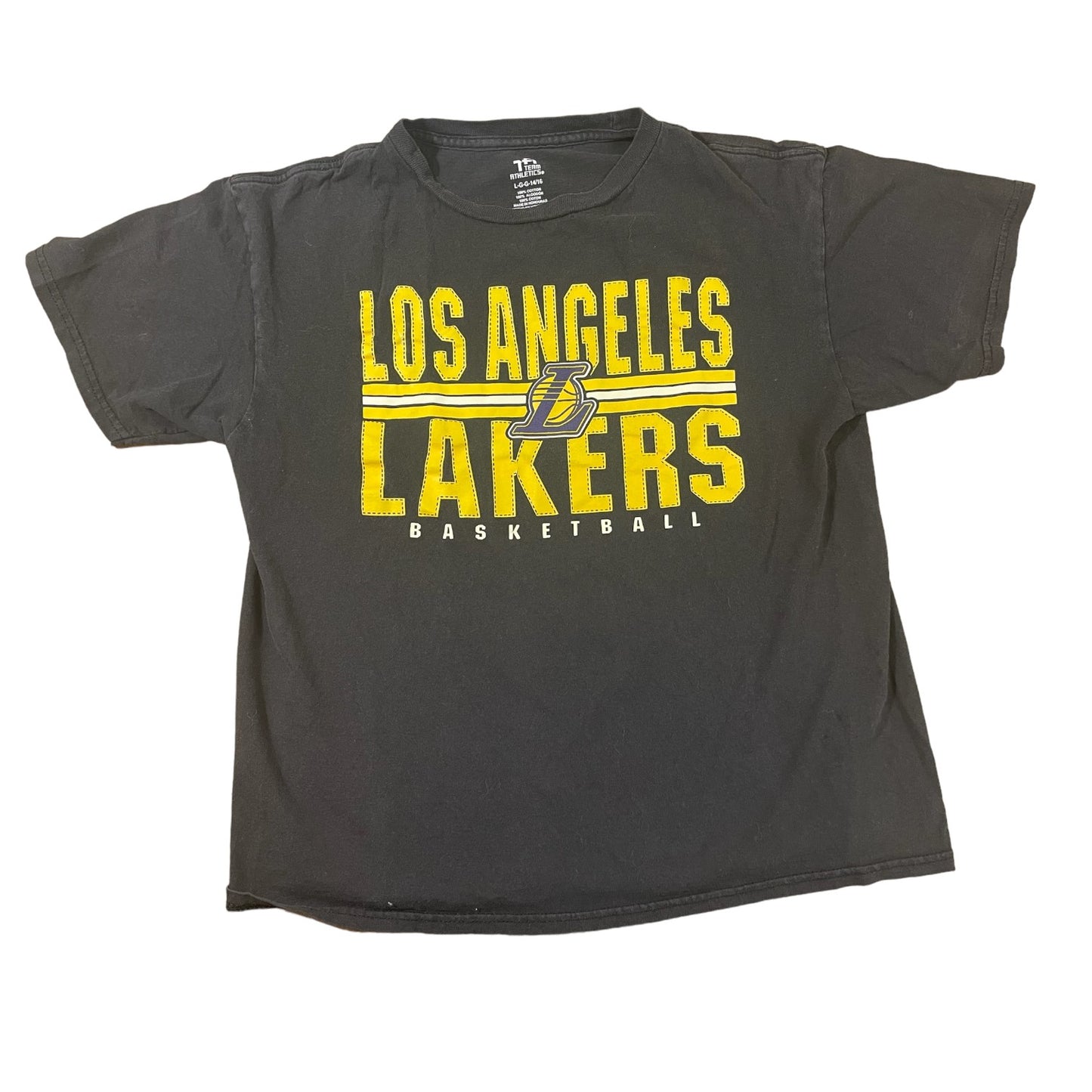 Los Angeles Lakers Boys Tee Size Large 14-16 Black and yellow