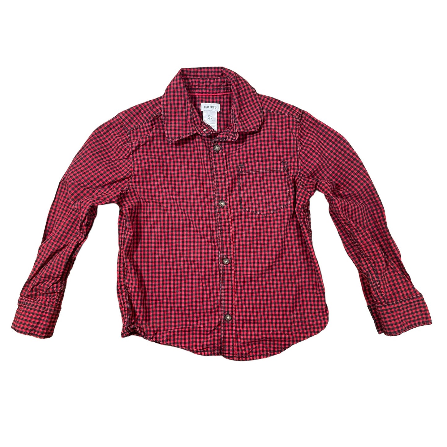 Carter's 5T Boys dress shirt red and black checkered