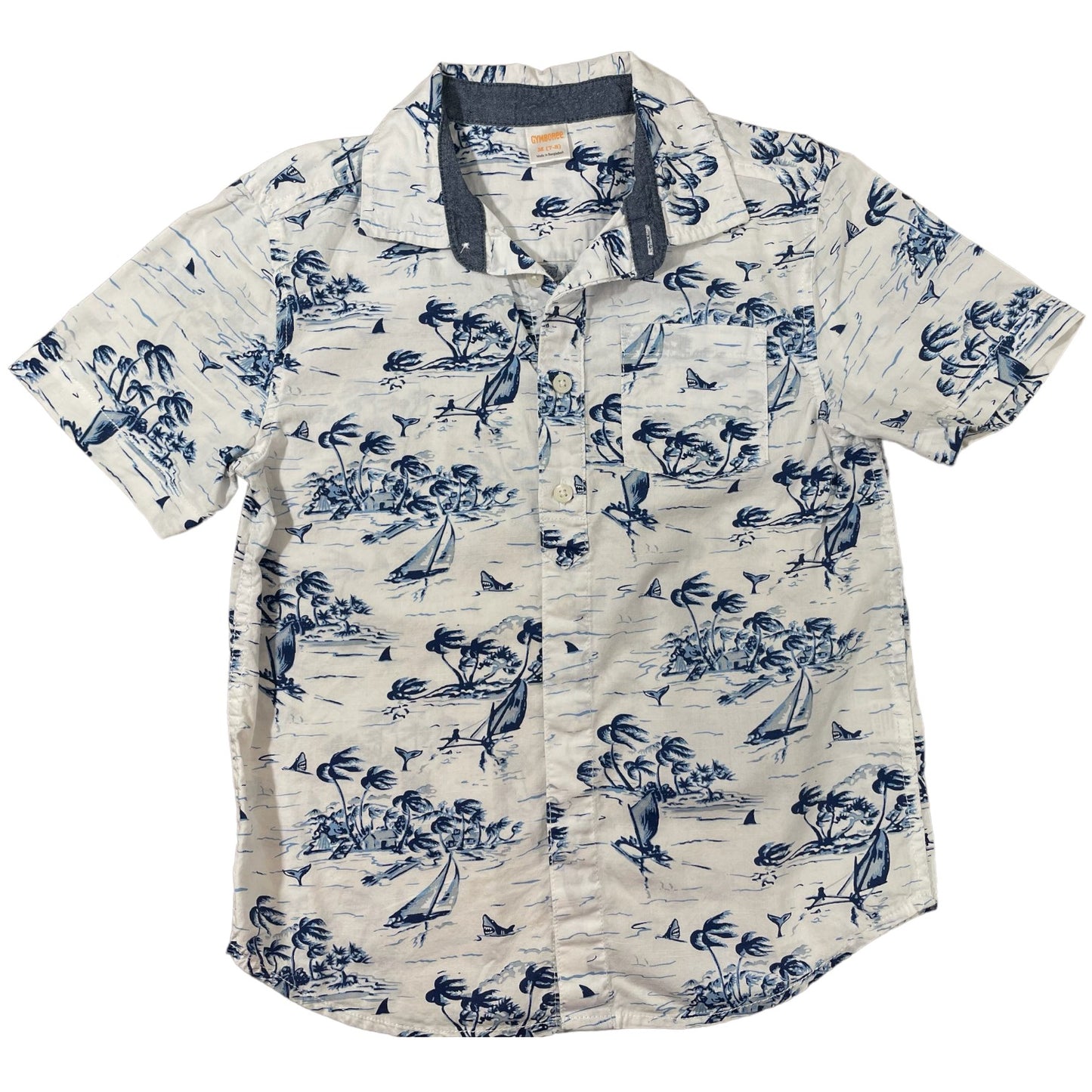 Gymboree Boys Short Sleeve Dress Shirt Size M (7-8) Hawaiin Print