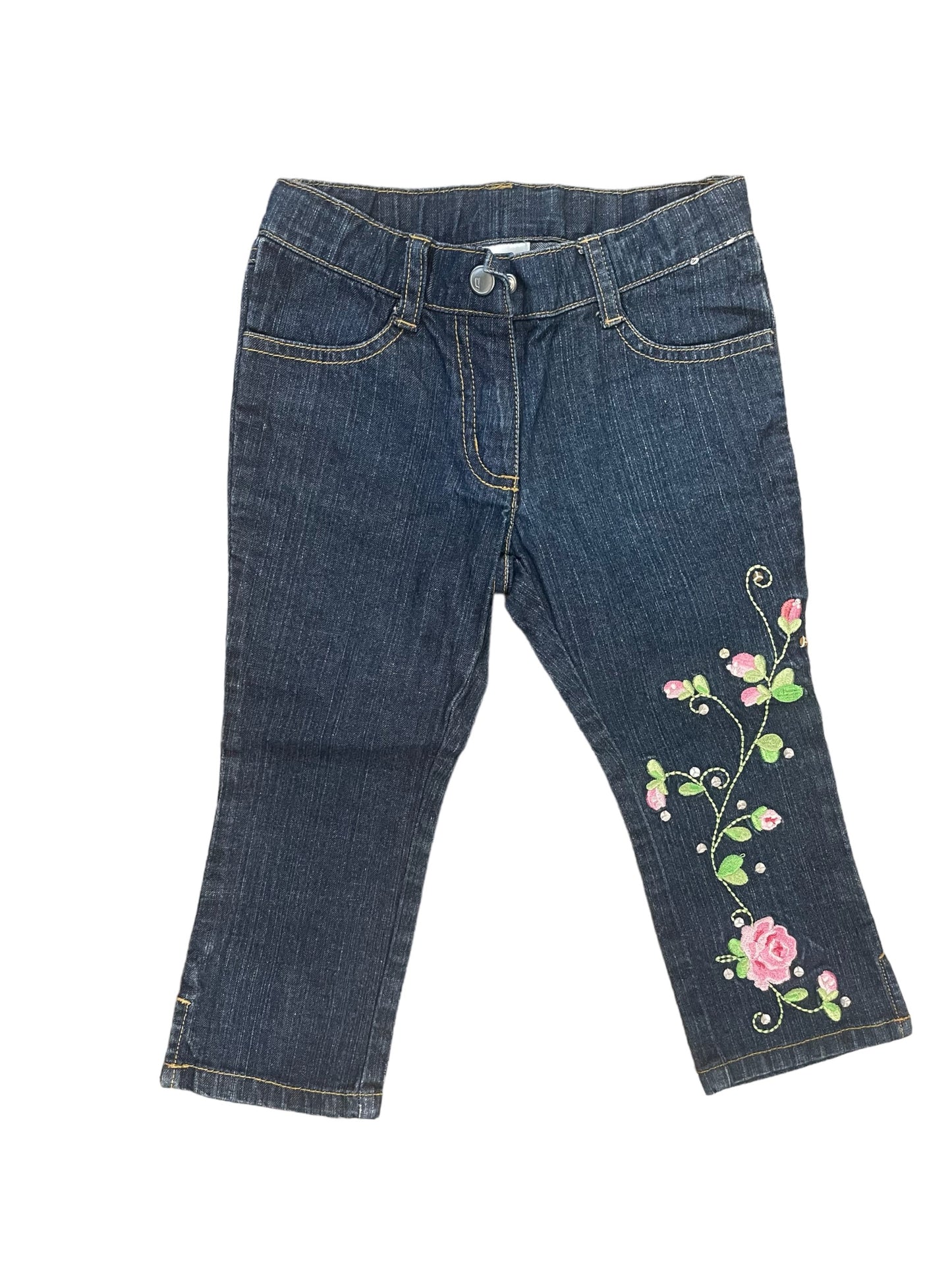 Gymboree Girls Jeans Size 4 with flower embroidery